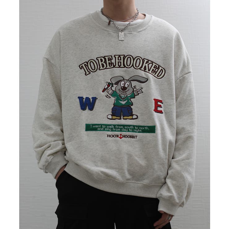 【コンビニ受取対応商品】 HOOK アメカジイラストロゴ刺繍スウェット[品番 original トップス