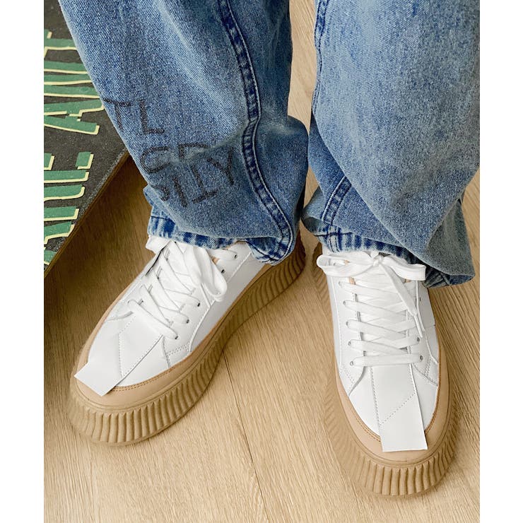 シンプルきれいめ個性派厚底スニーカー | aimoha men | 詳細画像11 