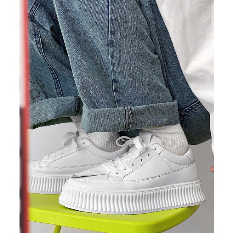 シンプルきれいめ個性派厚底スニーカー | aimoha men | 詳細画像13 