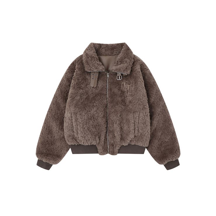 ブラウン | ジップアップボアジャケット | HOOK