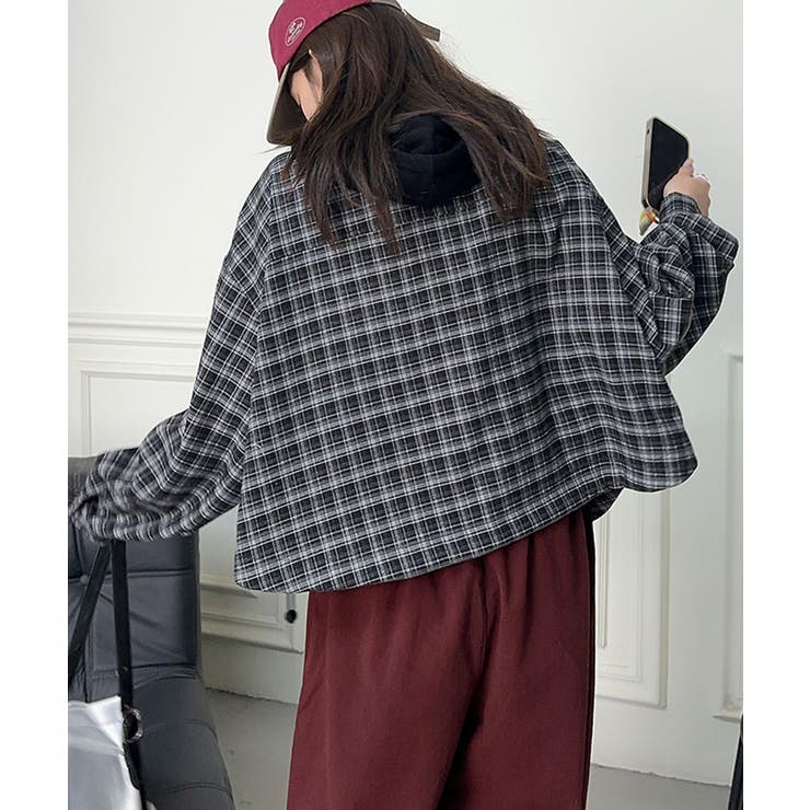 チェック柄フーディシャツ | aimoha  | 詳細画像12 