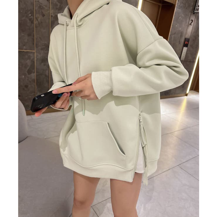 ライトグリーン | サイドスリットパーカー | aimoha 