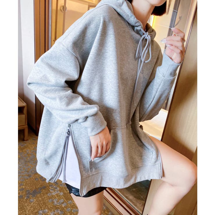 杢グレー | サイドスリットパーカー | aimoha 