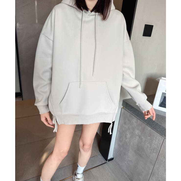 ライトベージュ | サイドスリットパーカー | aimoha 