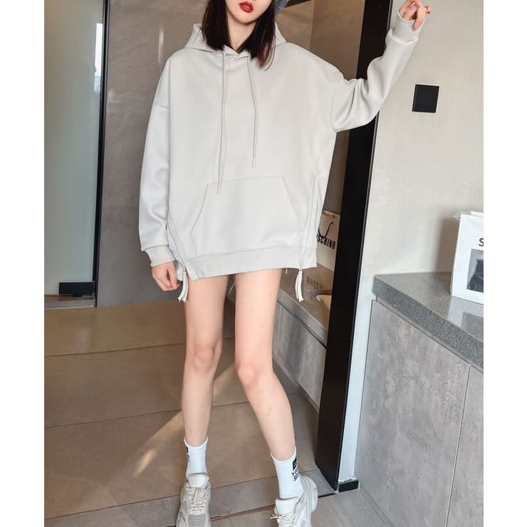 ライトグレー | サイドスリットパーカー | aimoha 