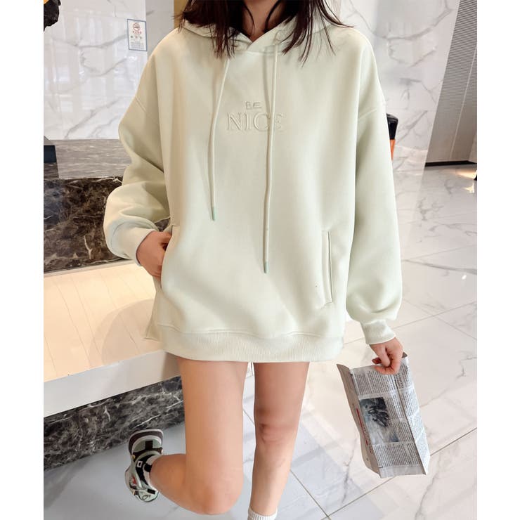 ライトグリーン | ロゴ刺繍パーカー | aimoha 