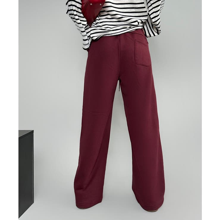 ワインレッド | 裏起毛ワイドレッグスウェットパンツ【AW】 | aimoha 