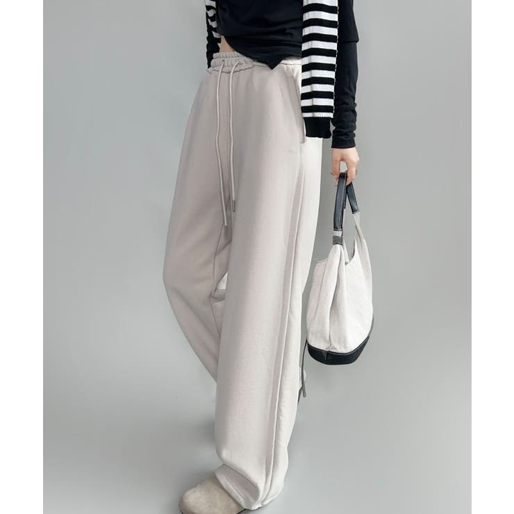 オフホワイト | 裏起毛ワイドレッグスウェットパンツ【AW】 | aimoha 