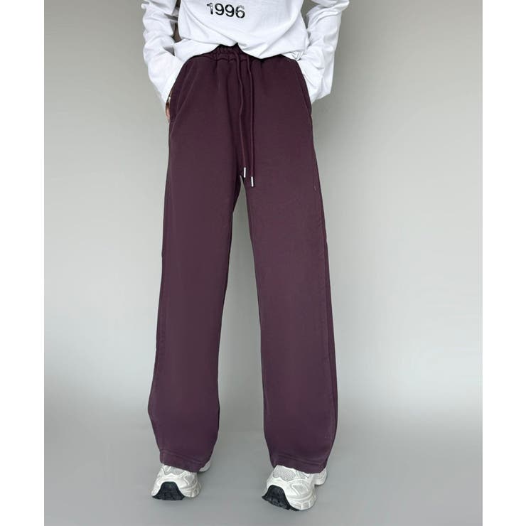 パープル | 裏起毛ワイドレッグスウェットパンツ【AW】 | aimoha 