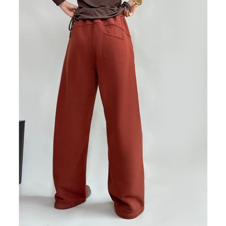 オレンジ | 裏起毛ワイドレッグスウェットパンツ【AW】 | aimoha 