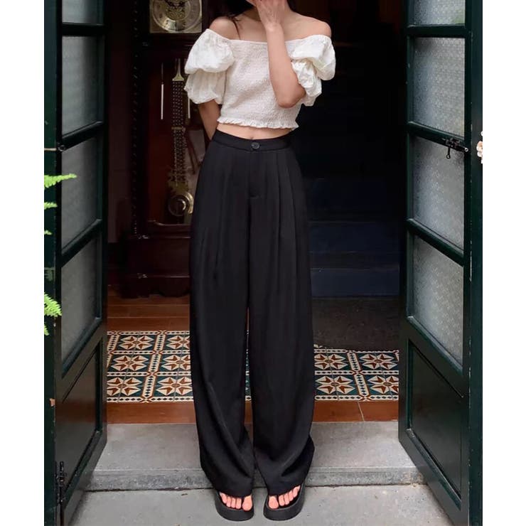 ストレート タック ワイドパンツ | aimoha  | 詳細画像8 