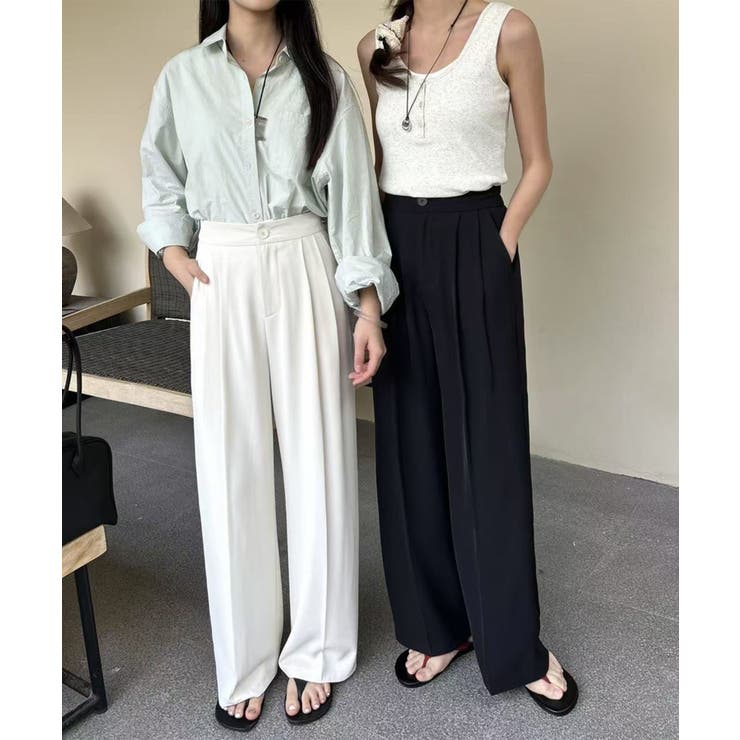 ストレート タック ワイドパンツ | aimoha  | 詳細画像11 