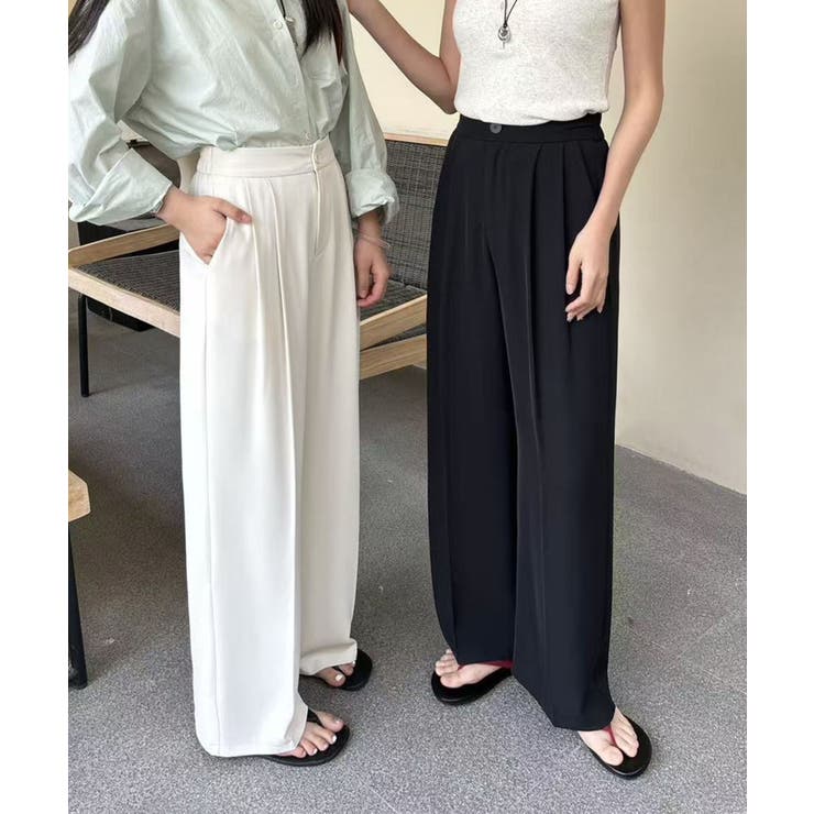 ストレート タック ワイドパンツ | aimoha  | 詳細画像13 