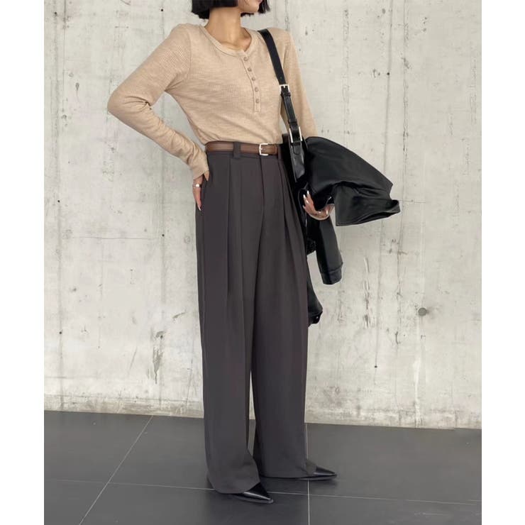 ストレート ダブルタック ワイドパンツ | aimoha  | 詳細画像1 