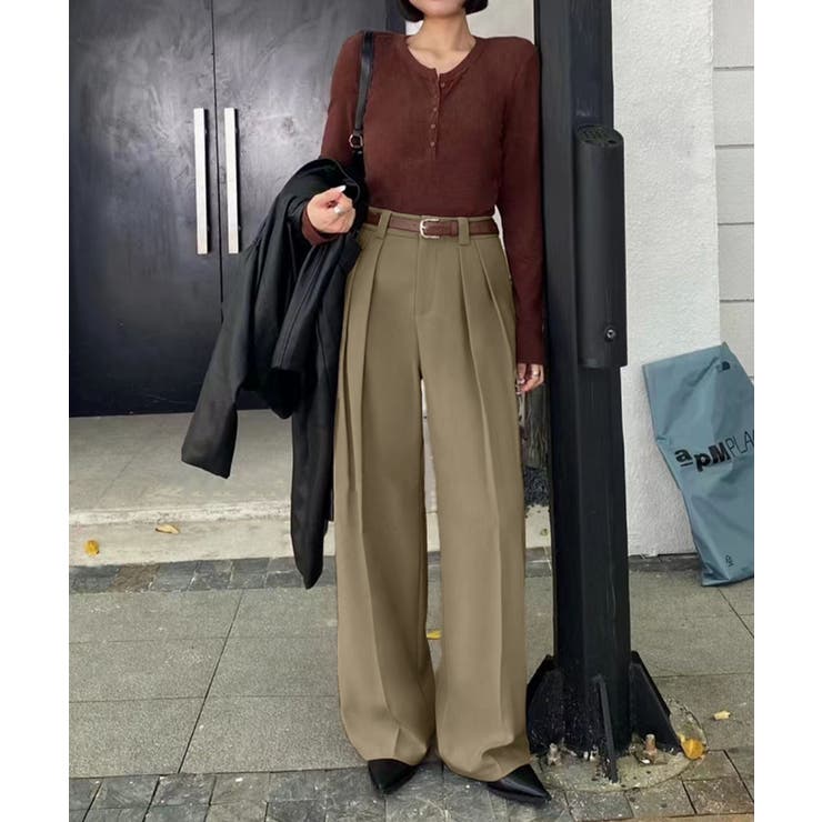 ストレート ダブルタック ワイドパンツ | aimoha  | 詳細画像12 