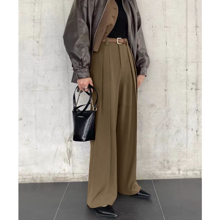 ストレート ダブルタック ワイドパンツ | aimoha  | 詳細画像13 