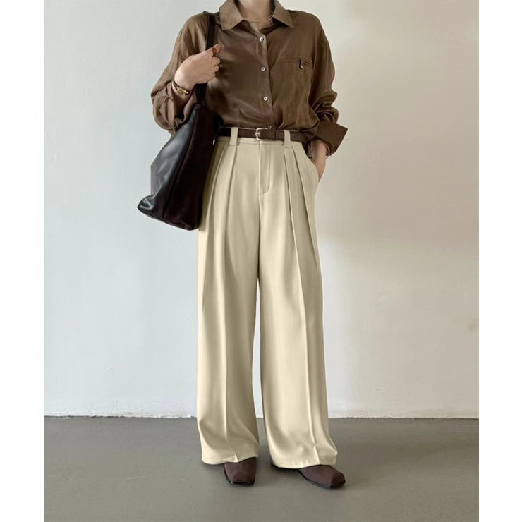 ストレート ダブルタック ワイドパンツ | aimoha  | 詳細画像10 