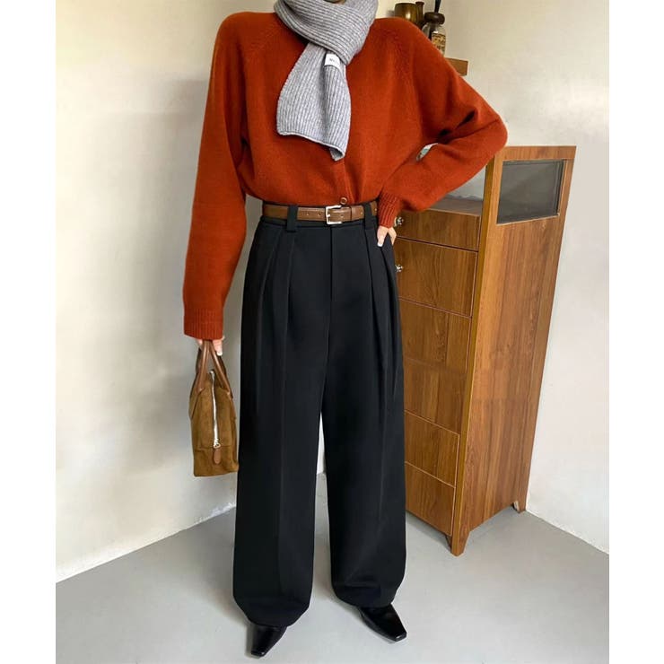 ストレート ダブルタック ワイドパンツ | aimoha  | 詳細画像5 