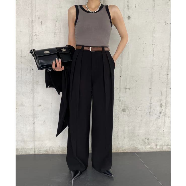 ストレート ダブルタック ワイドパンツ | aimoha  | 詳細画像4 