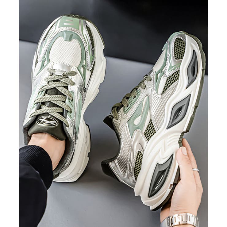 グリーン | 厚底ダッドスニーカー | aimoha 