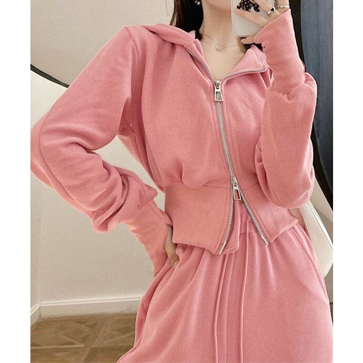 ショート丈ジップパーカー&イージーパンツ セットアップ | aimoha  | 詳細画像10 