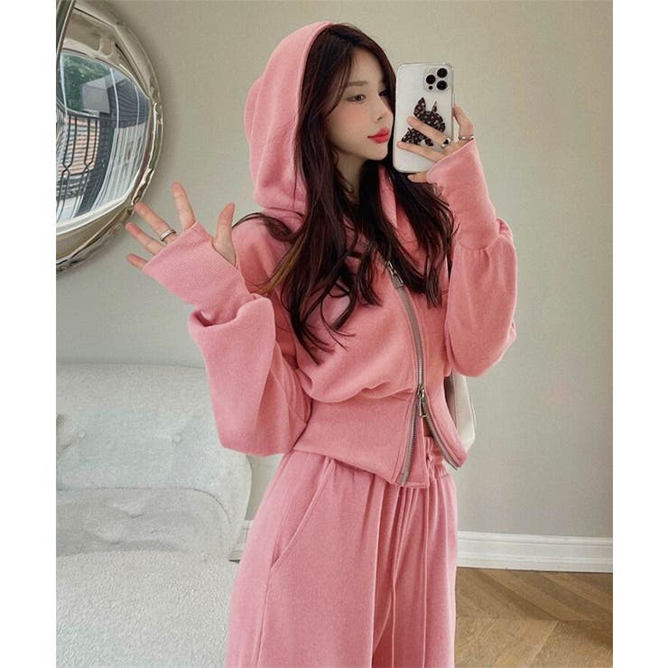 ショート丈ジップパーカー&イージーパンツ セットアップ | aimoha  | 詳細画像11 