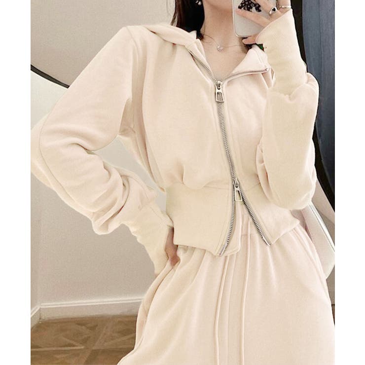 ショート丈ジップパーカー&イージーパンツ セットアップ | aimoha  | 詳細画像3 