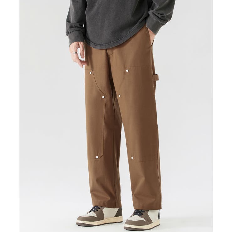 ブラウン | スタッズデザイン ダブルニーワークパンツ Studded | aimoha 