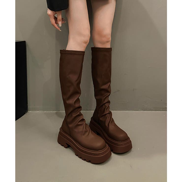 チョコ | 厚底ロングブーツ | aimoha 