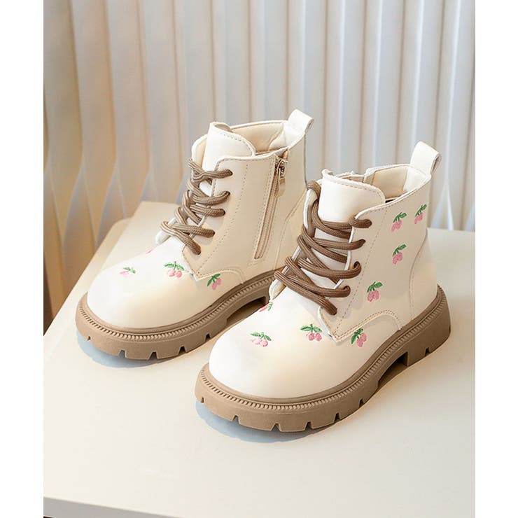 オフホワイト(花柄) | レースアップブーツ | aimoha 