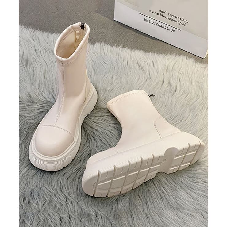 ホワイト | 厚底ショートブーツ | aimoha 