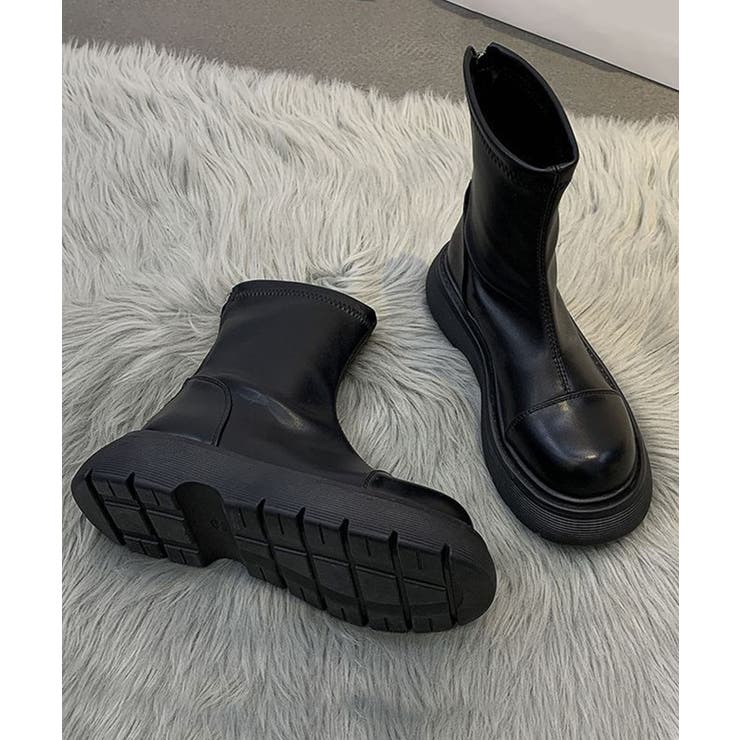 ブラック | 厚底ショートブーツ | aimoha 