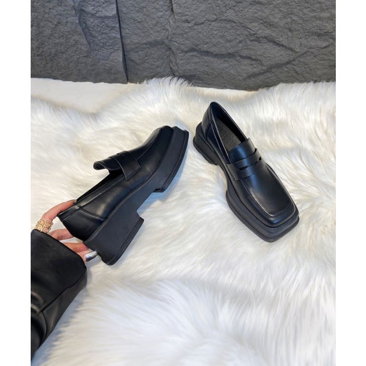 スクエアトゥ 厚底ローファー | aimoha  | 詳細画像6 