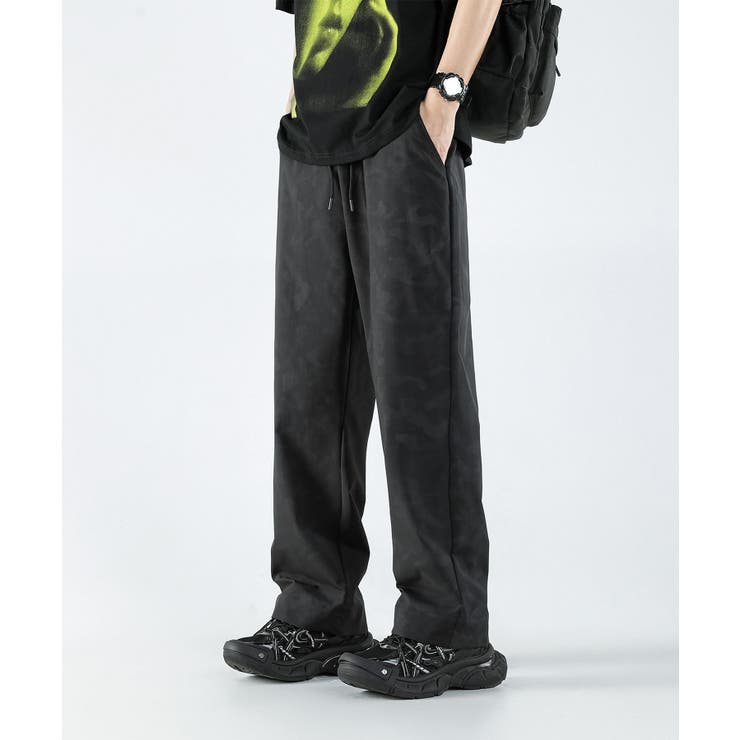 ブラック | カモフラージュ柄プリントワイドパンツ Camouflage print | aimoha men