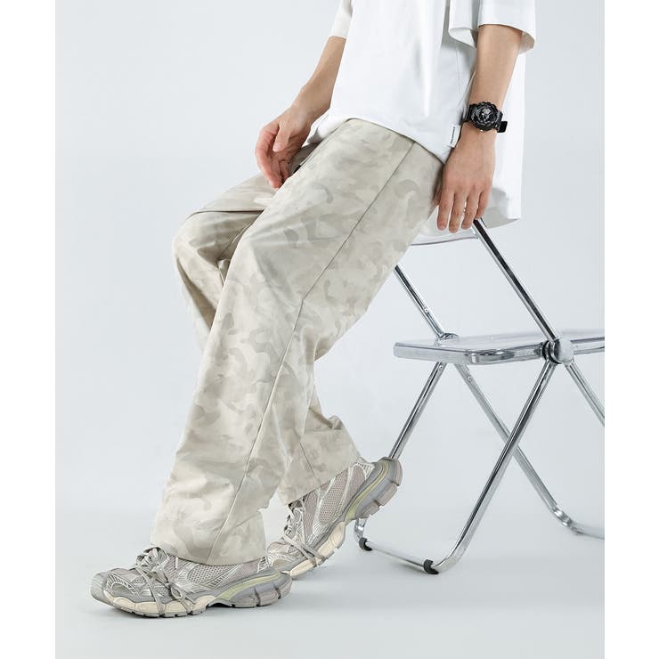 カモフラージュ柄プリントワイドパンツ Camouflage print | aimoha men | 詳細画像1 