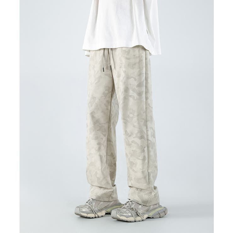 ベージュ | カモフラージュ柄プリントワイドパンツ Camouflage print | aimoha men