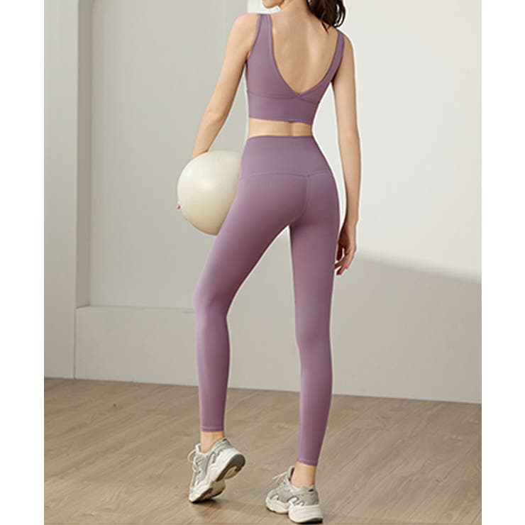 ヨガウェアタンクトップ+ハイウエストレギンス 上下セットアップ | aimoha  | 詳細画像4 