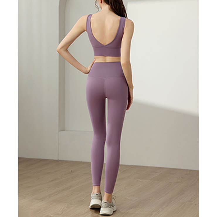 ヨガウェアタンクトップ+ハイウエストレギンス 上下セットアップ | aimoha  | 詳細画像3 