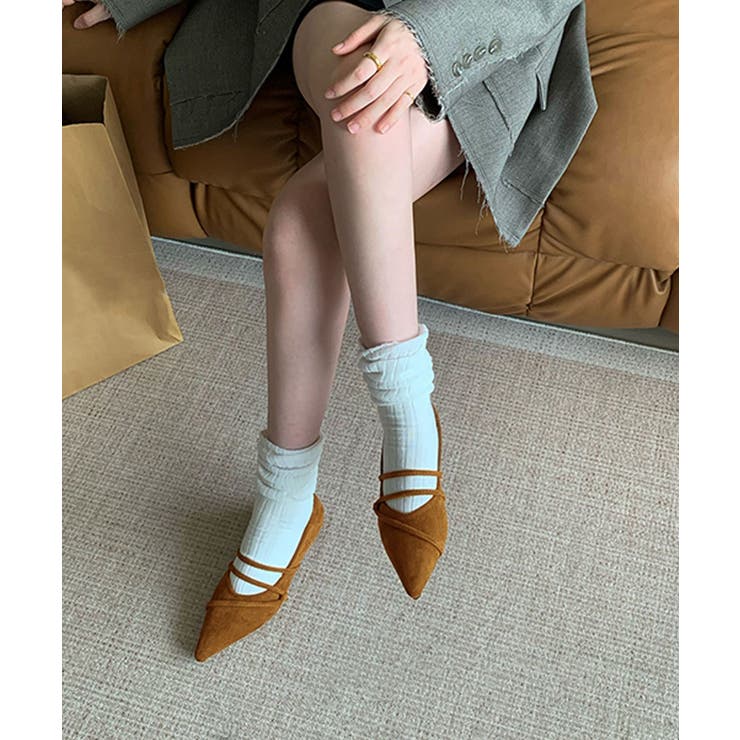 ストラップデザインポインテッドトゥフラットシューズ | aimoha  | 詳細画像4 