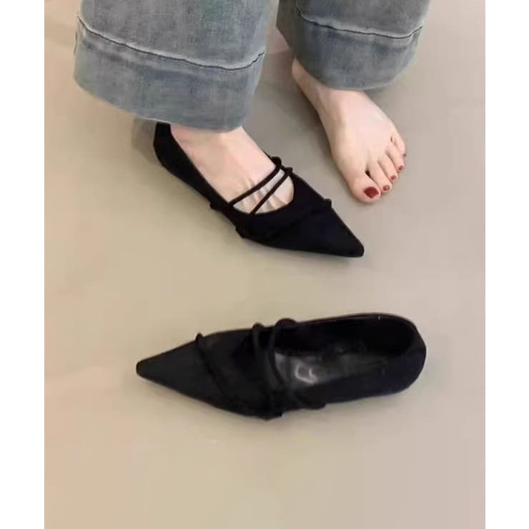 ストラップデザインポインテッドトゥフラットシューズ | aimoha  | 詳細画像8 