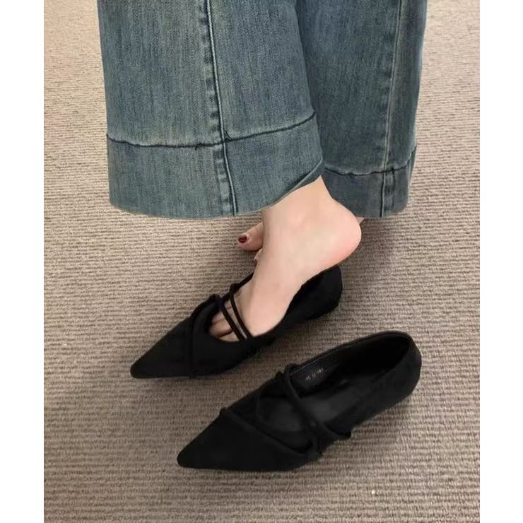 ストラップデザインポインテッドトゥフラットシューズ | aimoha  | 詳細画像6 