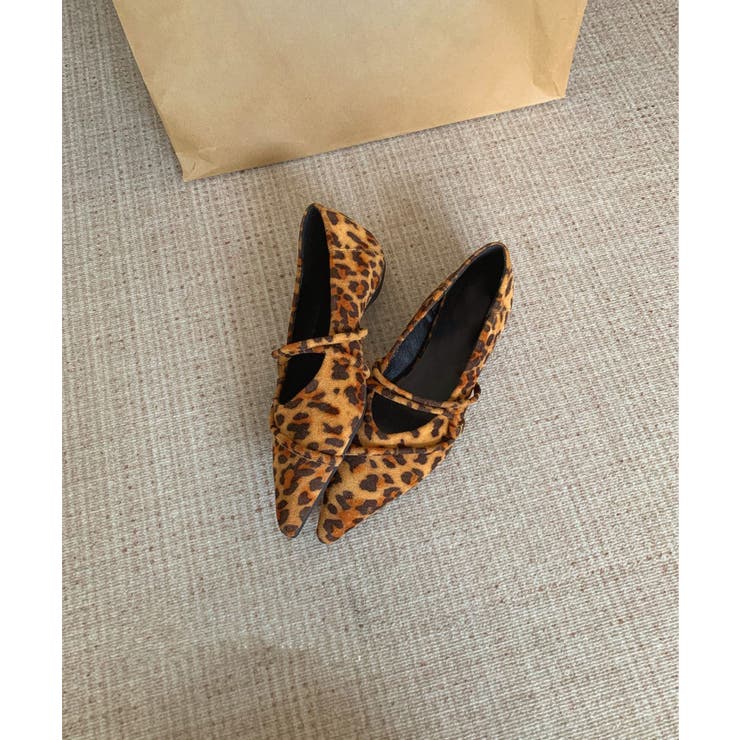 レオパード | ストラップデザインポインテッドトゥフラットシューズ | aimoha 