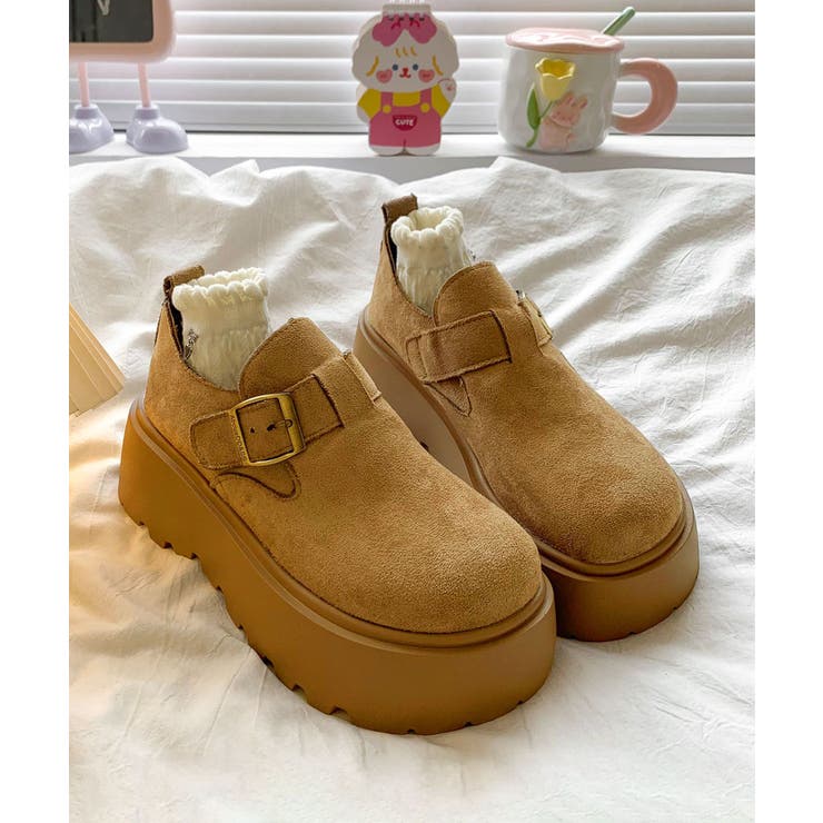 ベージュ | スエード調6cm厚底シューズ | aimoha 