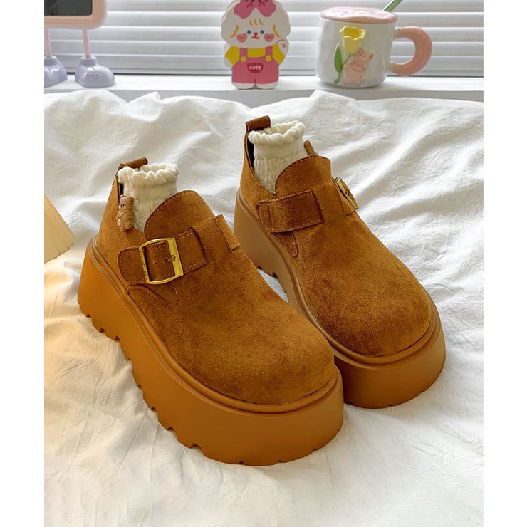 キャメル | スエード調6cm厚底シューズ | aimoha 