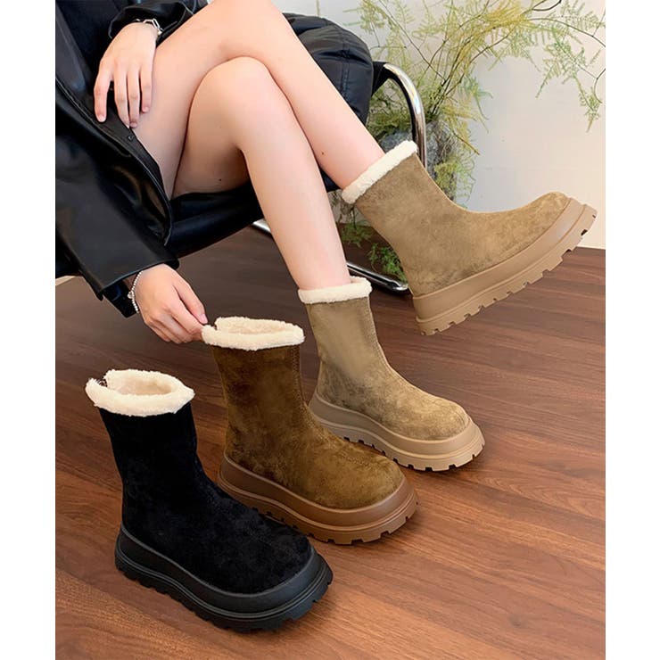 厚底ショートムートンブーツ | aimoha  | 詳細画像16 