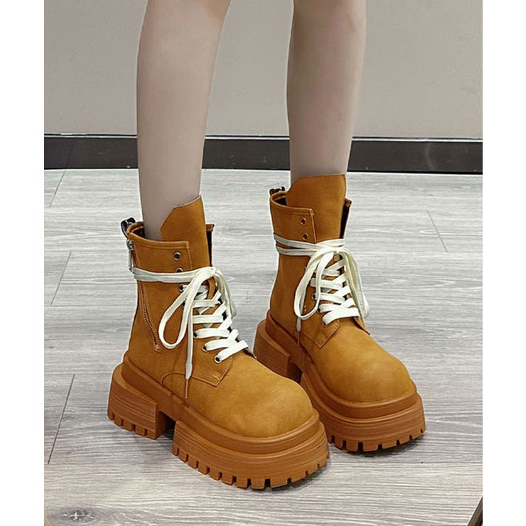 ブラウン | 厚底シューレースブーツ | aimoha 