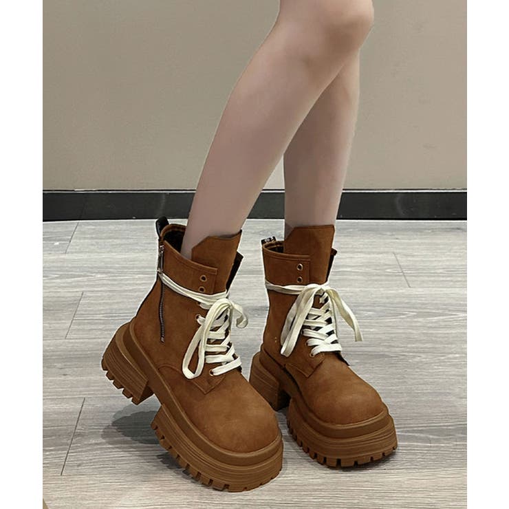チョコ | 厚底シューレースブーツ | aimoha 