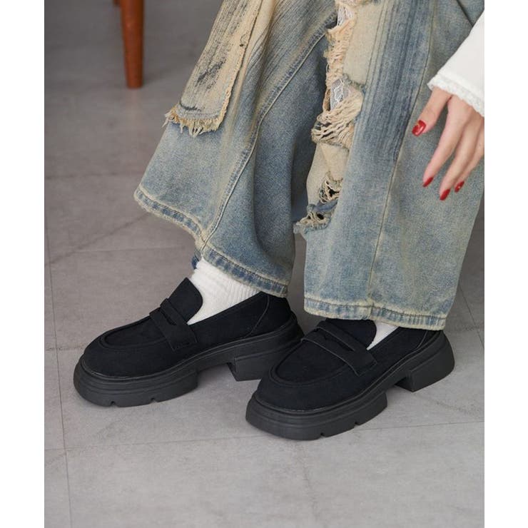 ブラック | 厚底ローファー | aimoha 