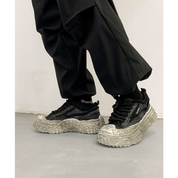 ブラック | デニム厚底スニーカー/Denim platform sneakers | aimoha 