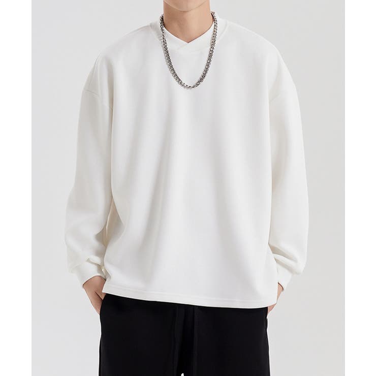 ホワイト | ドロップショルダークルースウェット Drop shoulder | aimoha 
